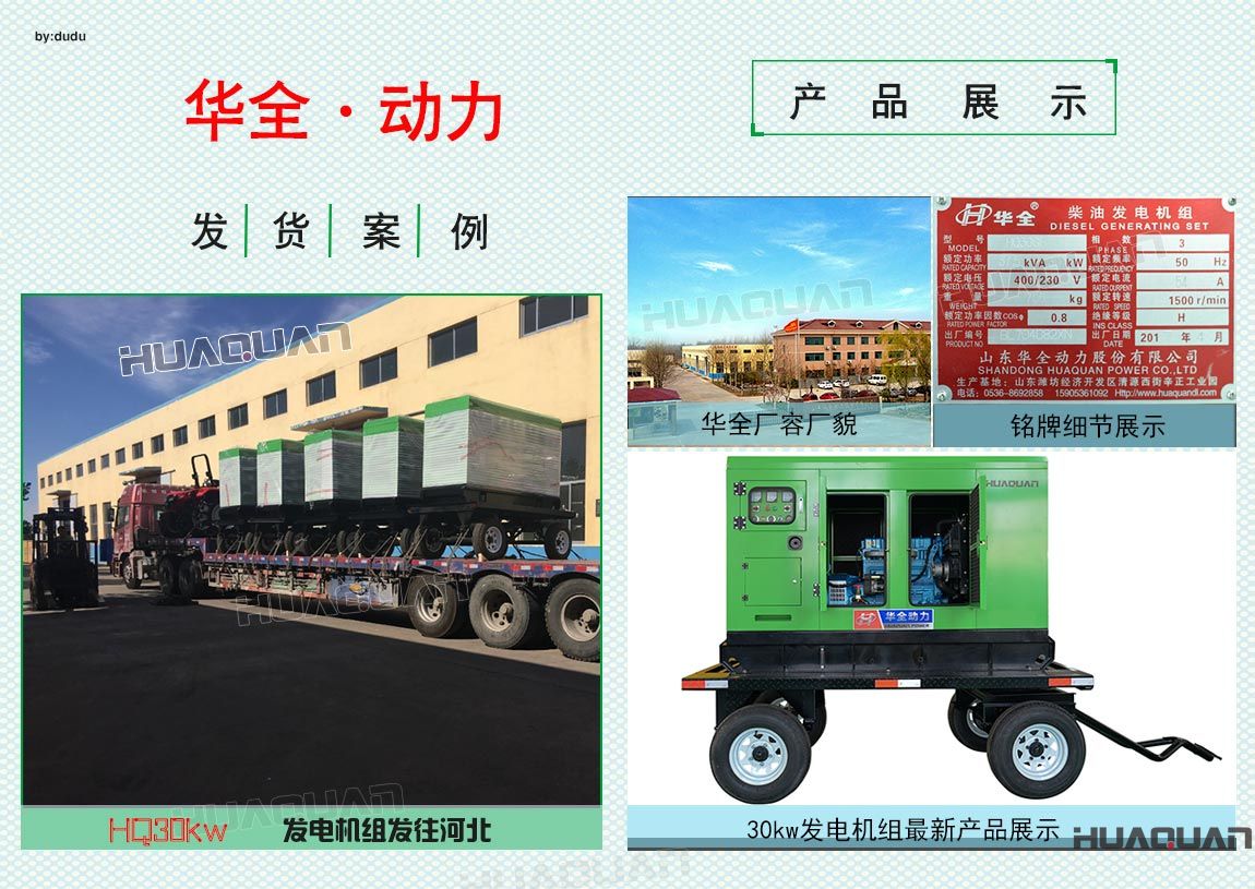 華全動力5臺30kw發(fā)電機(jī)組于6月5日發(fā)往河北